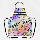 可愛モダンい水彩フローラ エプロン (正面)