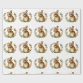 可愛モダンい水彩復活祭バニーの花 ラッピングペーパー (フラット)