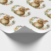 可愛モダンい水彩復活祭バニーの花 ラッピングペーパー (角)