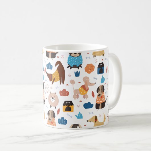 可愛モダンい犬が犬を真似る コーヒーマグカップ (正面右)