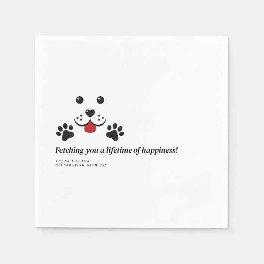 可愛モダンい犬ホワイトミニマル結婚リスト スタンダードカクテルナプキン (正面)