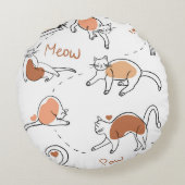 可愛モダンい猫ニャーポウ子供部屋ホワイトブラウンシック ラウンドクッション (裏面)