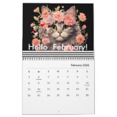 可愛モダンい猫花毎日2024年 カレンダー (2月 2026)