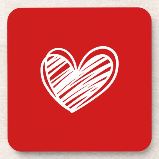 可愛モダンい白エレガントと赤のトレンディーハート コースター (正面)