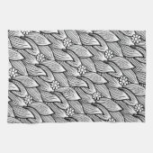 可愛モダンい白黒ヒッピーデイジーフローラ キッチンタオル (横)