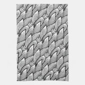 可愛モダンい白黒ヒッピーデイジーフローラ キッチンタオル (縦)