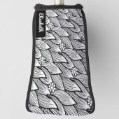 可愛モダンい白黒ヒッピーデイジーフローラ ゴルフヘッドカバー (回転90)