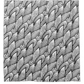 可愛モダンい白黒ヒッピーデイジーフローラ シャワーカーテン (正面)