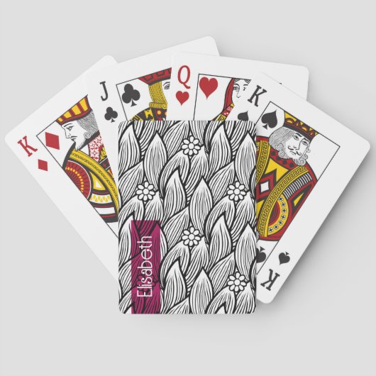 可愛モダンい白黒ヒッピーデイジーフローラ トランプ (裏面)