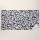 可愛モダンい白黒ヒッピーデイジーフローラ ビーチタオル (正面)