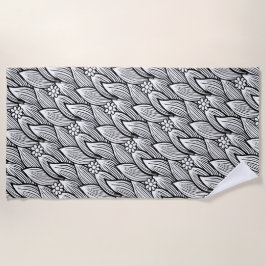 可愛モダンい白黒ヒッピーデイジーフローラ ビーチタオル