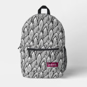 可愛モダンい白黒ヒッピーデイジーフローラ プリントバックパック (正面)