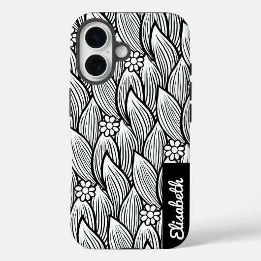 可愛モダンい白黒ヒッピーデイジーフローラ Case-Mate iPhoneケース (裏面)