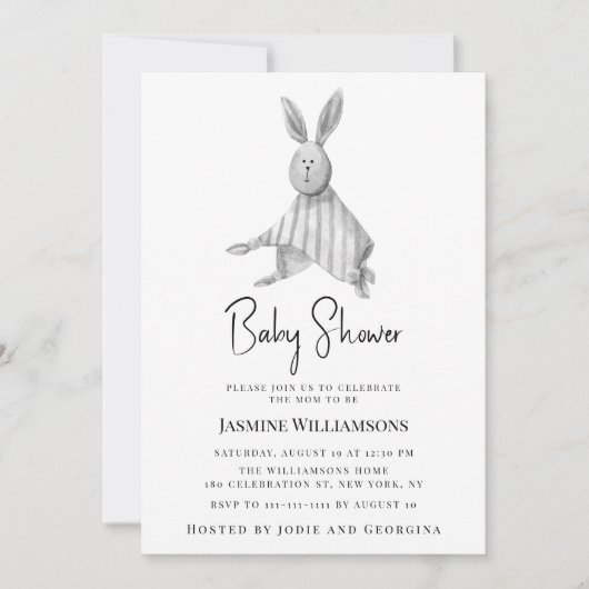 可愛モダンい白黒ベビーシャワー招待状 招待状 (正面)