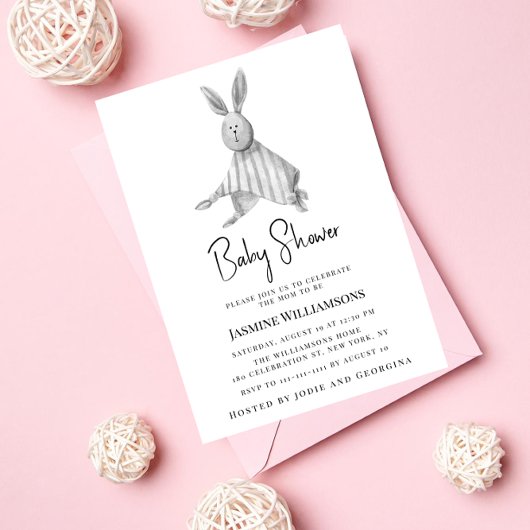 可愛モダンい白黒ベビーシャワー招待状 招待状