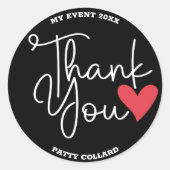 可愛モダンい白黒赤いハートありがとう ラウンドシール (正面)