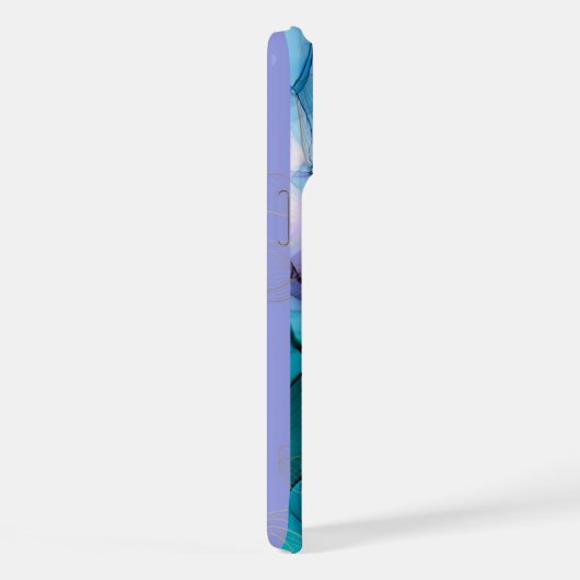 可愛モダンい紫のカップル写真のコラージュ iPhoneケース (右側面)