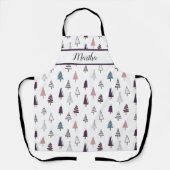 可愛モダンい紫のクリスマスツパーソナライズされたリー エプロン (正面)