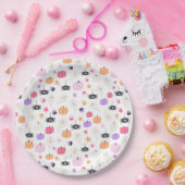 可愛モダンい紫色のカボチャとスパイダーハロウィン ペーパープレート (パーティー)