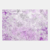 可愛モダンい紫色の花柄ガーリーグリッター ラッピングペーパーシート (正面2)