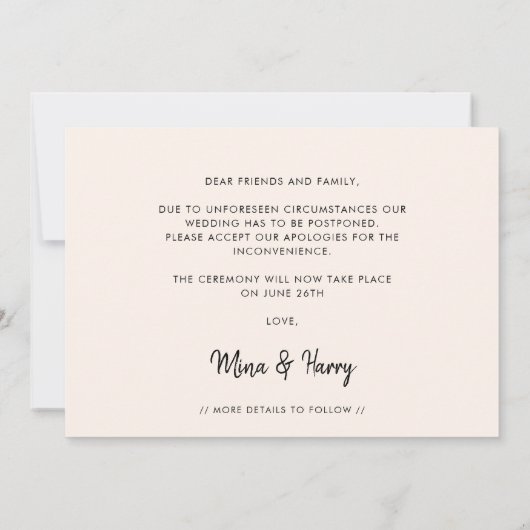 可愛モダンい結婚アップデート写真の発表 案内状 (裏面)