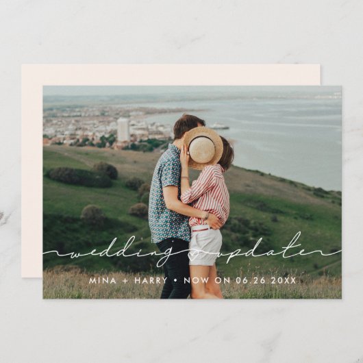 可愛モダンい結婚アップデート写真の発表 案内状 (正面/裏面)