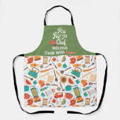 可愛モダンい緑の台所用具料理用具 エプロン (正面)