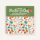 可愛モダンい緑の台所用具料理用具 ノートブック (正面)