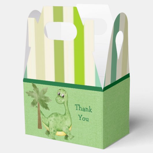 可愛モダンい緑の恐竜の少年誕生日ありがとう フェイバーボックス (オープン)