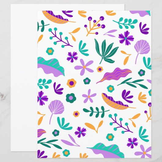 可愛モダンい花と葉紙 (正面/裏面)