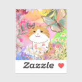 可愛モダンい花猫 シール (シート)