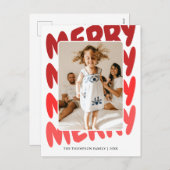 可愛モダンい赤いグラデーションメリークリスマスフォト シーズンポストカード (正面/裏面)