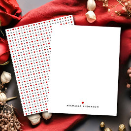 可愛モダンい赤いハート&XOの名前をカスタムする ノートカード