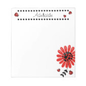 可愛モダンい赤いパーソナライズされた虫 ノートパッド (正面)