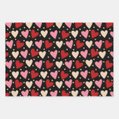 可愛モダンい赤とピンクの愛ハート ラッピングペーパーシート (正面3)