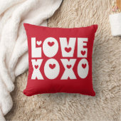 可愛モダンい赤はっきりしたバレンタインデー愛XOXO クッション (ブランケット)