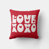 可愛モダンい赤はっきりしたバレンタインデー愛XOXO クッション (裏面)