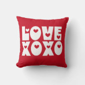可愛モダンい赤はっきりしたバレンタインデー愛XOXO クッション (正面)