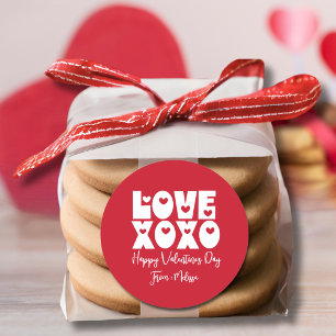 可愛モダンい赤はっきりしたバレンタインデー愛XOXO ラウンドシール