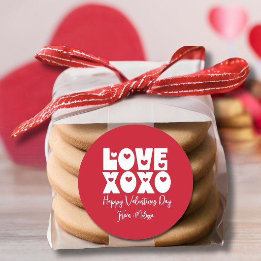可愛モダンい赤はっきりしたバレンタインデー愛XOXO ラウンドシール