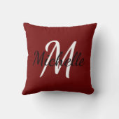 可愛モダンい赤ミニマル白モノグラム クッション (裏面)