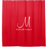 可愛モダンい赤無地の色テンプレート姓 シャワーカーテン (正面)