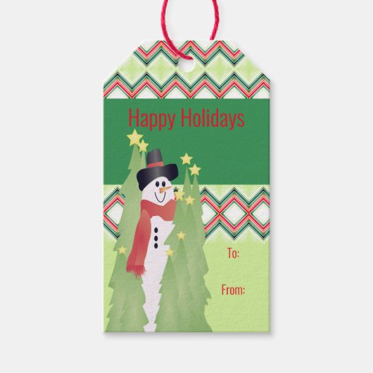 可愛モダンい雪だるま ギフトタグ (正面)