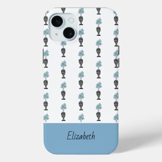 可愛モダンい青と黄色の花柄 Case-Mate iPhoneケース (裏面)