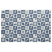 可愛モダンい青市松模様にアイコンのシームレスなパターン ファブリック (ファットクウォーター)