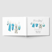 可愛モダンい青灰色の赤ちゃんシャワー ゲストブック (全面)