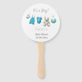 可愛モダンい青灰色の赤ちゃんシャワー ハンドファン (正面)