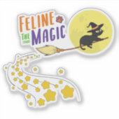 可愛モダンい魔女黒猫ハロウィーンステッカー シール (正面)