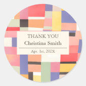 可愛モダンい鮮やかな色のブロック退職ありがとう ラウンドシール (正面)