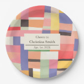 可愛モダンい鮮やかな色ブロック退職パーティー ペーパープレート (正面)